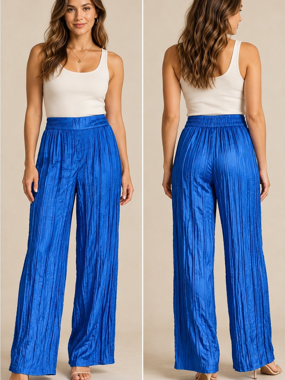 House of Harlow Electric Blue High-Waist Wide Leg Pants